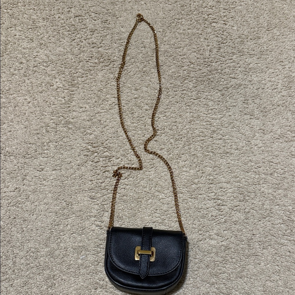 Fossil Black Crossbody Bag with Gold Chain